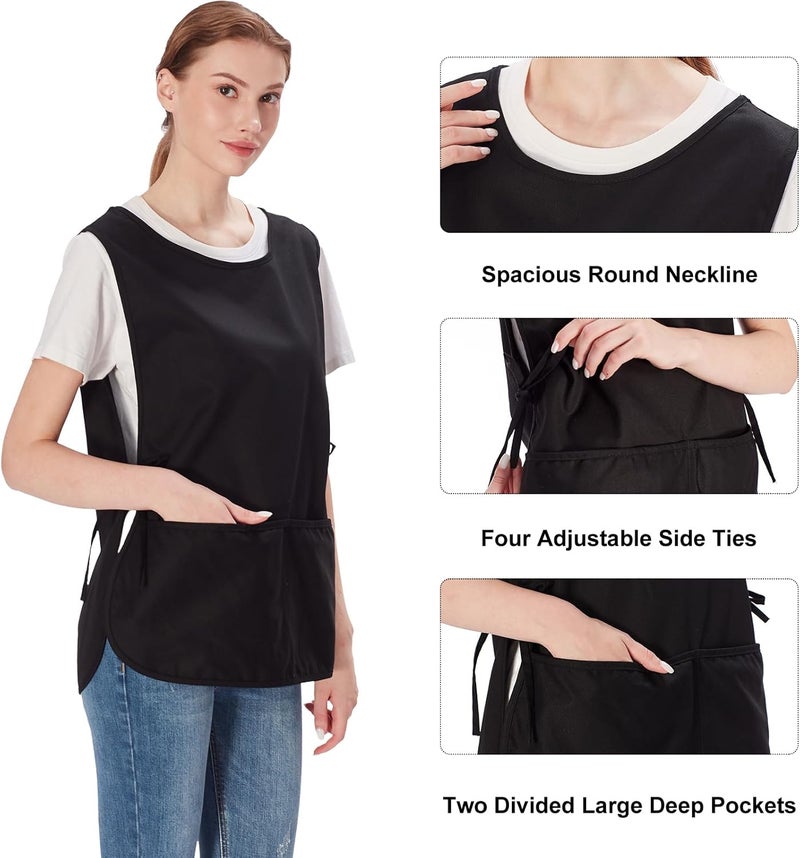 Jubatus 2 Pack Cobbler Aprons with 2 Pockets for Women Men Fast Drying Polyester Fabric, Black - Image 3